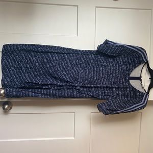 Blue printed asymmetric side tie dress